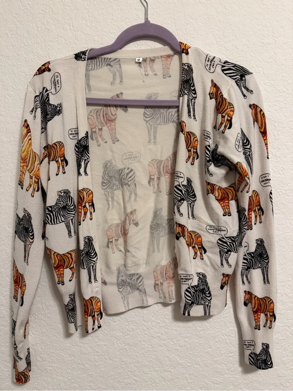 Women’s Cream Zebra-Print Open Blazer Cardigan